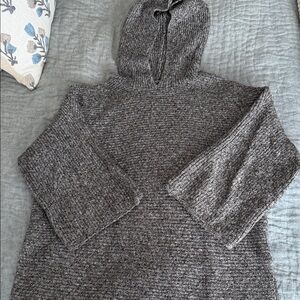Old Navy Gray Marled Knit Hooded Sweater